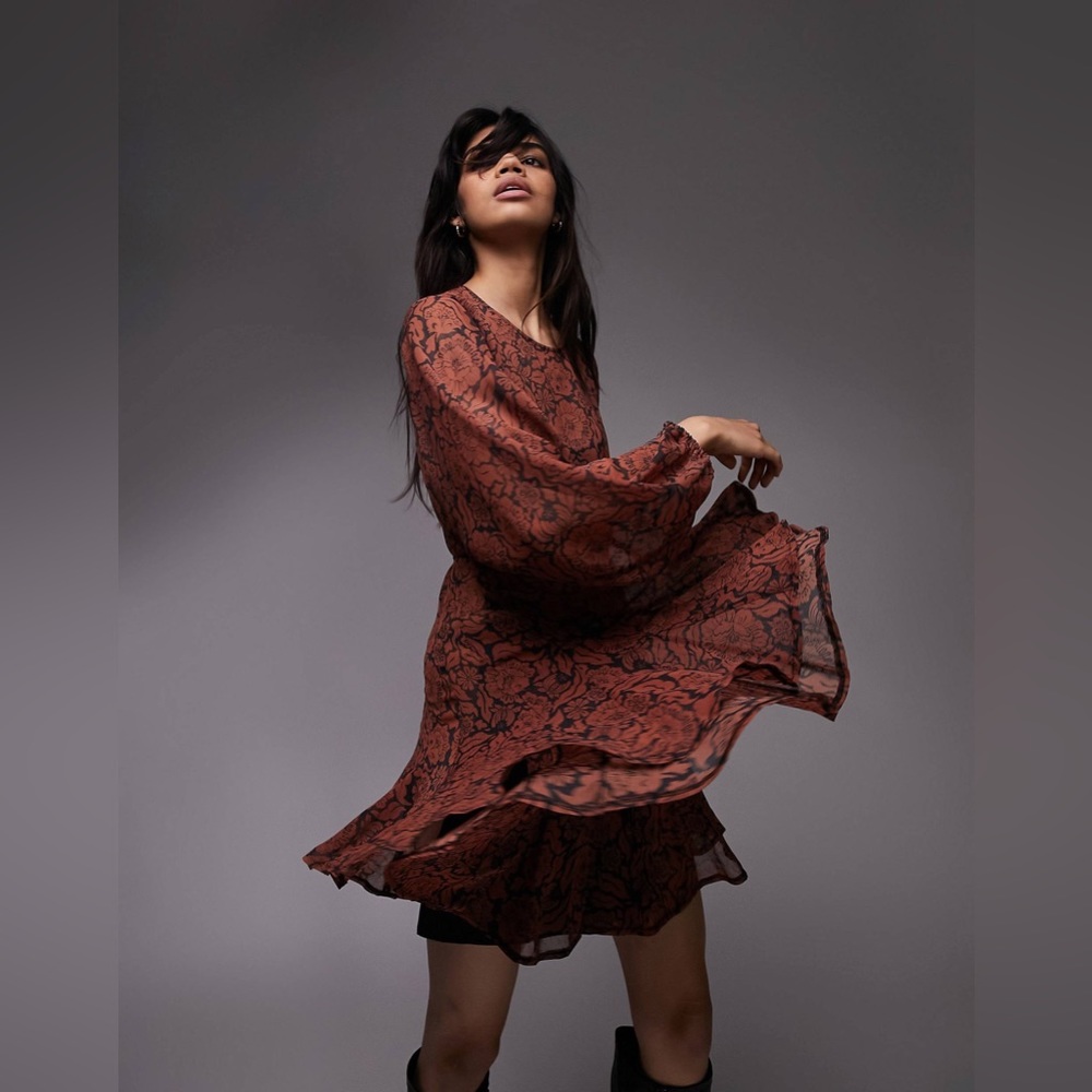 Topshop Swing Paisley Floral Print Dress